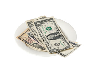 Dollars on a small plate