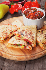 Quesadillas with cheese and vegetables