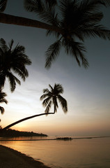 Fototapeta na wymiar Sunset on exotic beach