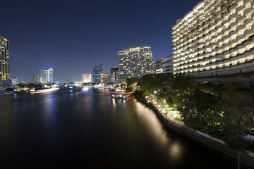 Fototapeta na wymiar Chao Phraya River night scene in Bangkok, Thailand