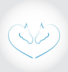 Two horses stylized heart shape