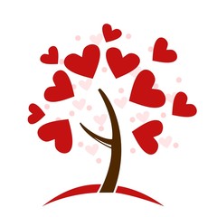 stylized love tree made of hearts