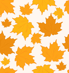 Naklejka na ściany i meble Autumnal maple leaves, seamless background - vector