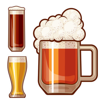 beer glasses with foamy beer clip art preview
