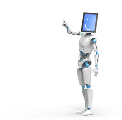 robot with digital tablet with a smile face