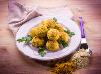 vegetarian meatballs with oat ricotta and curry