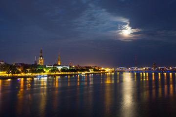 Fototapeta na wymiar Old center of Riga, Latvia at night