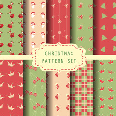 10 christmas patterns, seamless 