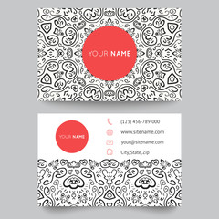 Business card template, black, red and white beauty fashion