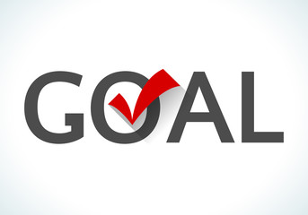 Business goal concept. Goal icon with red check mark on white