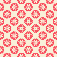 Floral vector seamless pattern. Red and white shabby colors