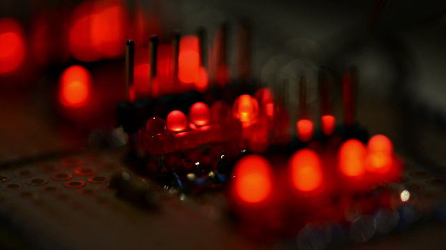 Blinking LEDs on a test PCB
