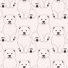 Bears pink seamless pattern on neutral background