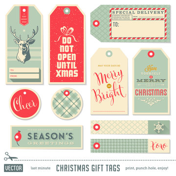 set of ready-to-use christmas gift tags