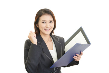 ガッツポーズのOL