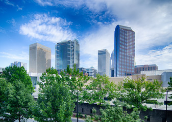 Fototapeta premium Financial skyscraper buildings in Charlotte North Carolina USA