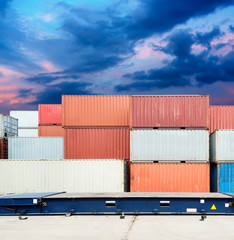 Fototapeta premium Stack of Cargo Containers at the docks