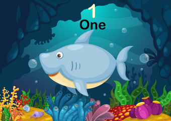 Obraz na płótnie Canvas number one shark under the sea vector