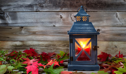 Glowing Lantern during Autumn Season