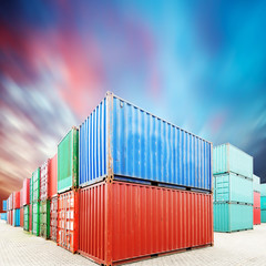 Stack of Cargo Containers at the docks