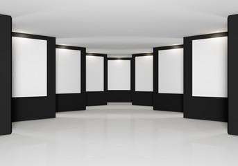 black wall in the gallery - obrazy, fototapety, plakaty