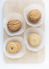 Cookies on wood plate