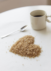 coffee and suger in heart shape Valentine concept