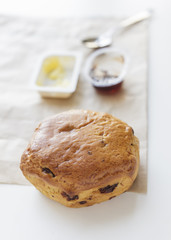 Scone with jam and butter