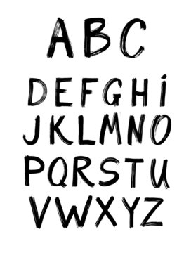 Vector brush line alphabet. Hand drawn alphabet