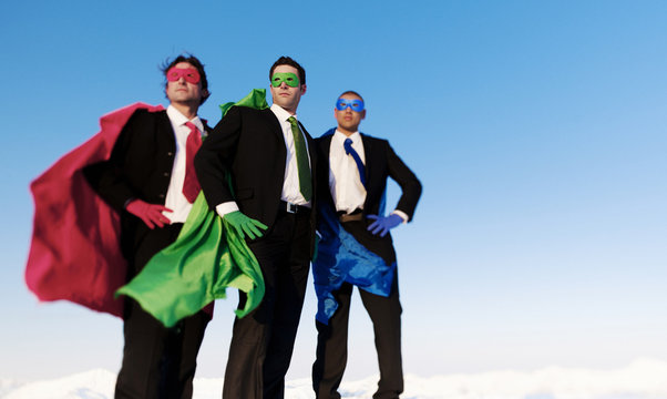 Group of Business Superhero Posing Unanimously