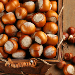 Hazelnuts in basket