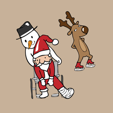 Santa wheel chair snowman