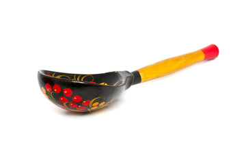 Russian Khokhloma spoon isolated on white