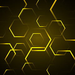 Abstract background with yellow hexagon