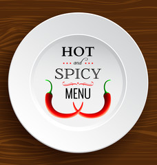 Vector restaurant menu with a dish and spicy peppers - 71929008