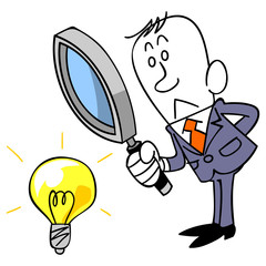 アイデアを検証するビジネスマン