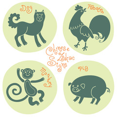 Set signs of the Chinese zodiac.