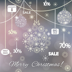 Christmas card with sale tags.