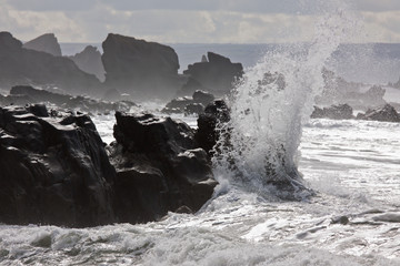 Crashing wave on a stormy day UK