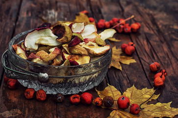 dried fruits of sliced apples autumn varieties