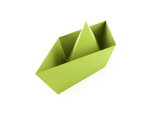 Green paper boat rendered isolated