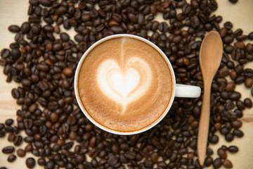Cup of coffee with heart shape
