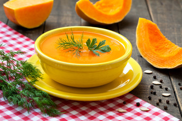 Fresh pumpkin cream soup