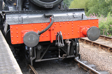 The Front of a Vintage Railway Steam Train Engine.