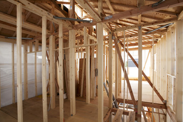 新築木造住宅　建築中の現場イメージ