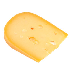 Chunk of Swiss Cheese Isolated on White Background