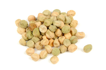 Green Peas Seeds Isolated on White Background