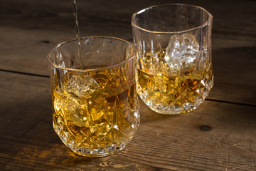 Yellow golden alcoholic drink