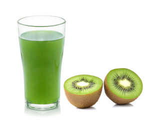 Kiwi fruit juice isolated on white background