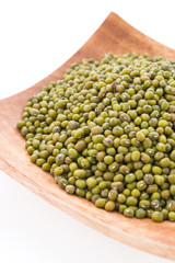Green mung beans isolated on white background